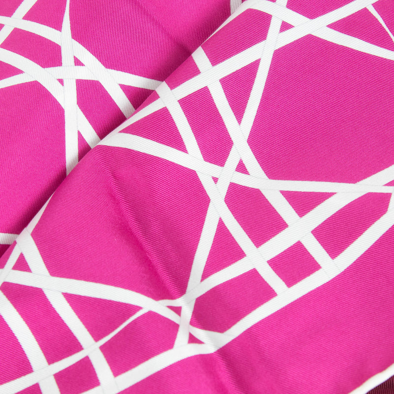 Christian Dior Burgundy and Fuschia Reversible Silk Square Scarf
