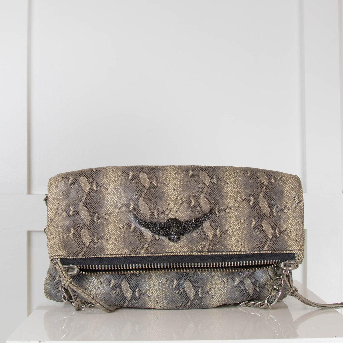 Zadig & Voltaire Grey Snakeskin Crossbody Bag