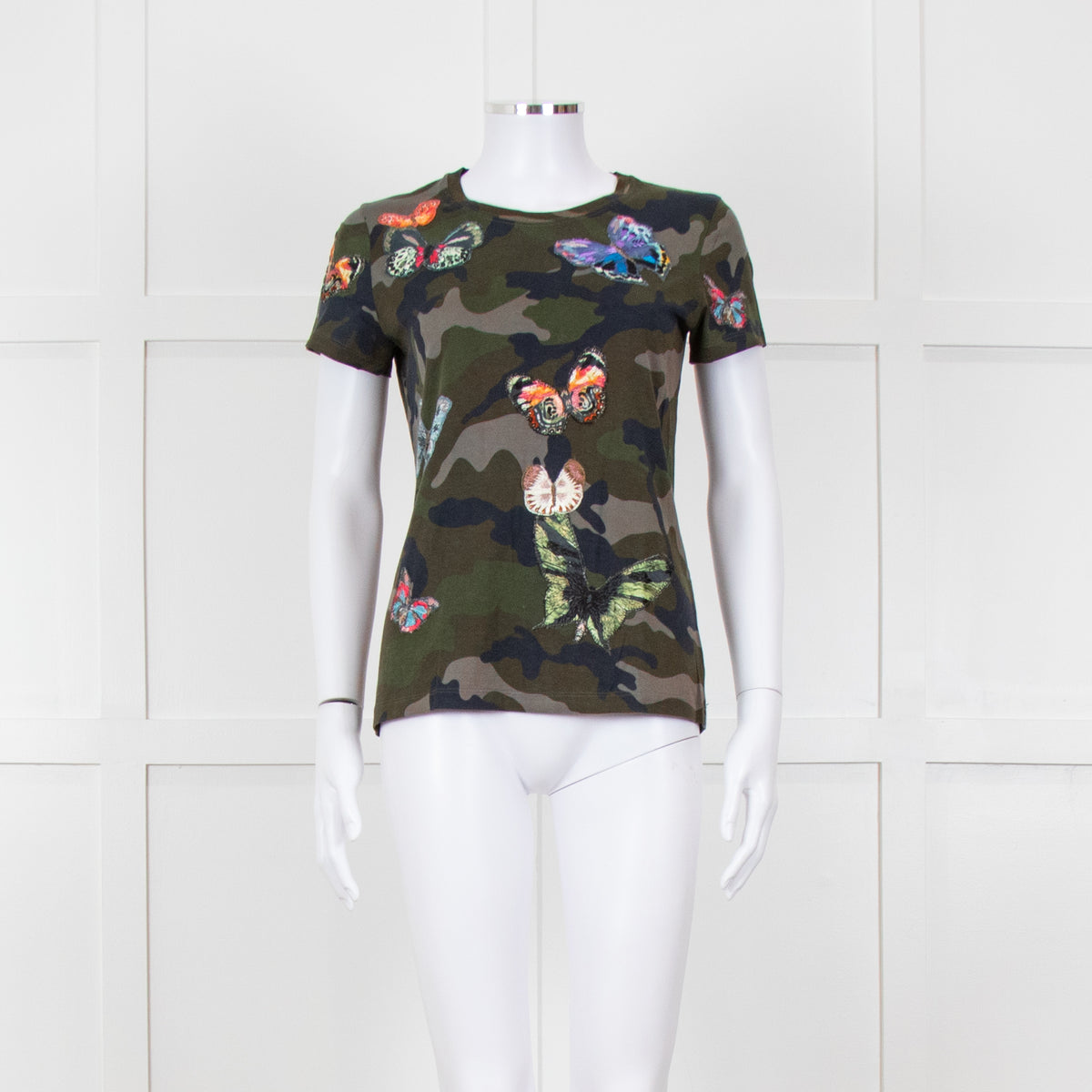 Valentino Khaki Camouflage Embellished T-Shirt