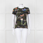 Valentino Khaki Camouflage Embellished T-Shirt