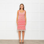 D Exterior Pink Beige Red Silver Lurex Knitted Sleeveless Dress
