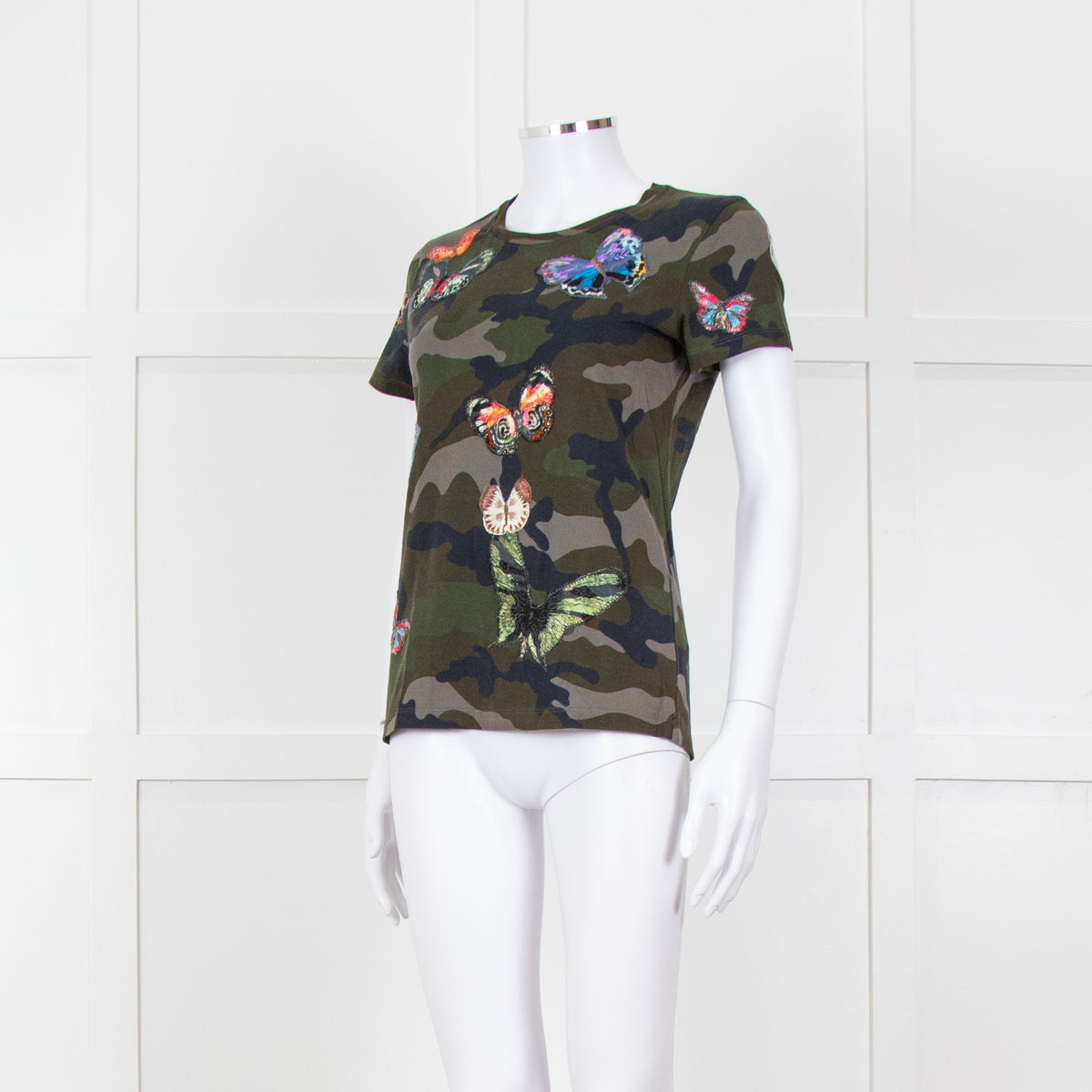 Valentino Khaki Camouflage Embellished T-Shirt