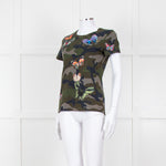 Valentino Khaki Camouflage Embellished T-Shirt
