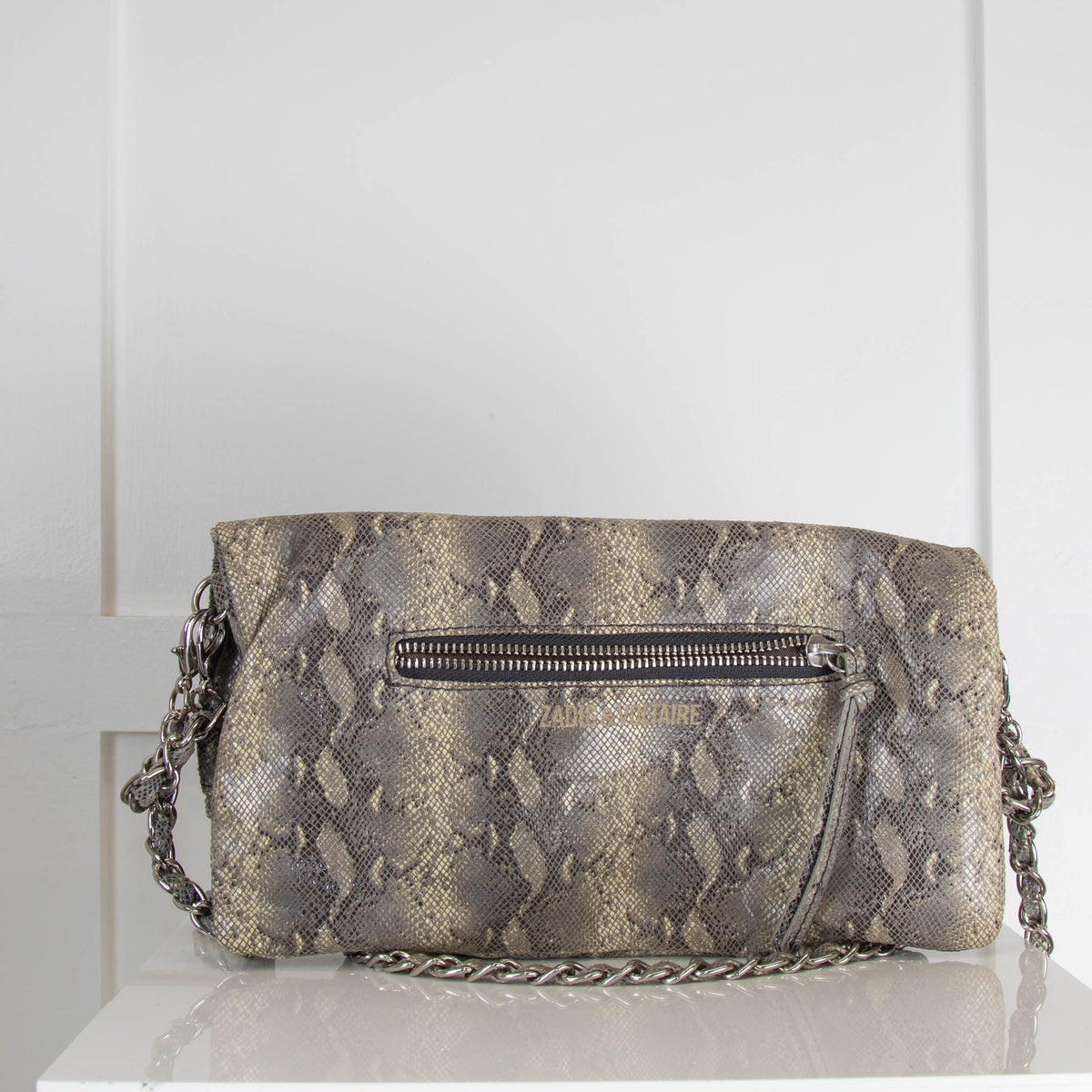 Zadig & Voltaire Grey Snakeskin Crossbody Bag