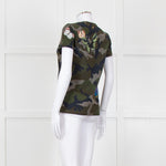 Valentino Khaki Camouflage Embellished T-Shirt