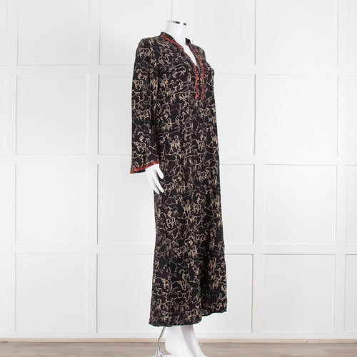 Emporio Sirenuse Black Brown Print Long Kaftan