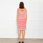 D Exterior Pink Beige Red Silver Lurex Knitted Sleeveless Dress
