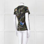 Valentino Khaki Camouflage Embellished T-Shirt
