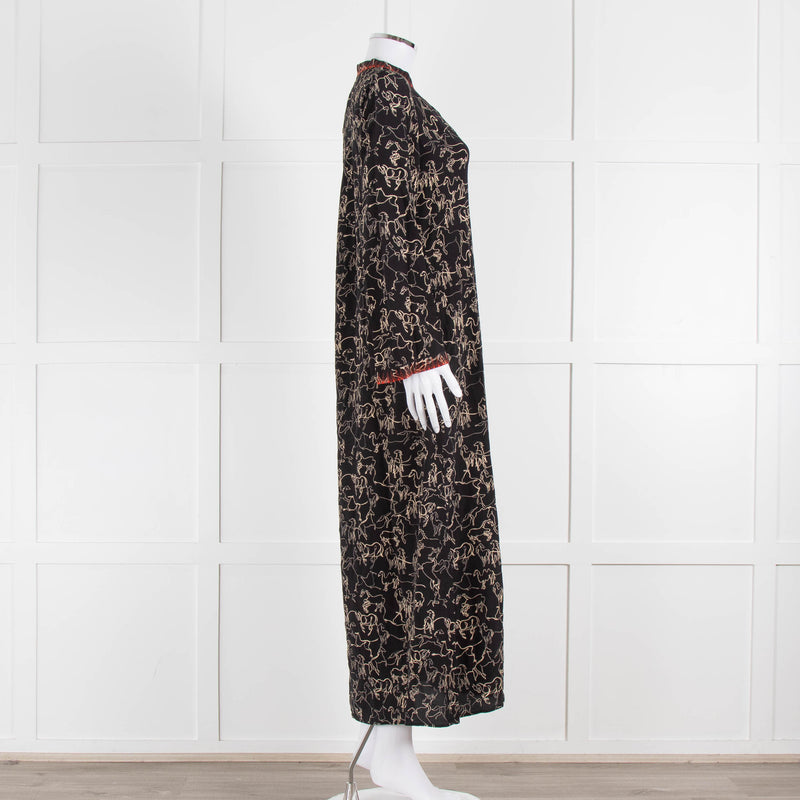 Emporio Sirenuse Black Brown Print Long Kaftan