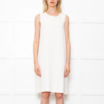 S Max Mara Cream Sleeveless Crepe Shift Midi Dress