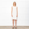 S Max Mara Cream Sleeveless Crepe Shift Midi Dress