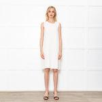 S Max Mara Cream Sleeveless Crepe Shift Midi Dress