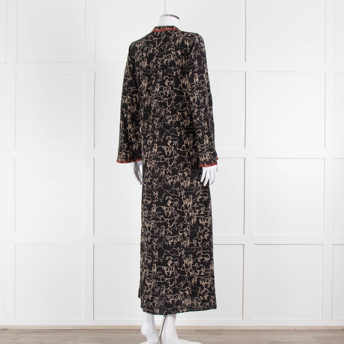 Emporio Sirenuse Black Brown Print Long Kaftan