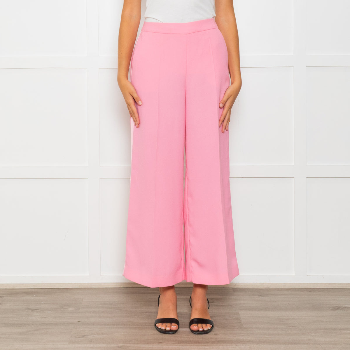 Me+Em Candy Pink Satin Side Detail Wide Leg Trousers