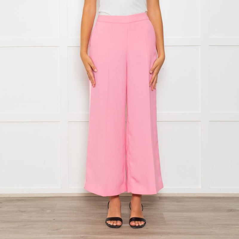 Me+Em Candy Pink Satin Side Detail Wide Leg Trousers
