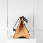 Celine Beige and Grey Trapeze Bag with Purple Suede Flap