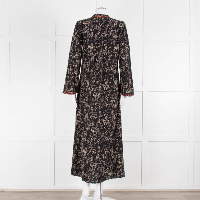 Emporio Sirenuse Black Brown Print Long Kaftan