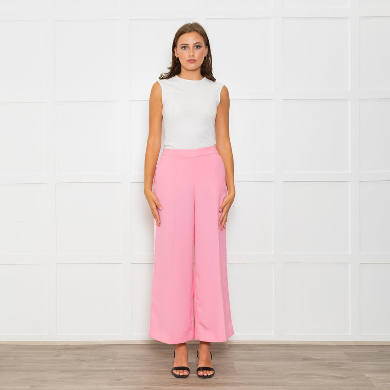 Me+Em Candy Pink Satin Side Detail Wide Leg Trousers