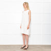 S Max Mara Cream Sleeveless Crepe Shift Midi Dress