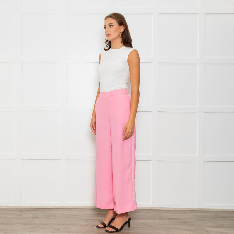 Me+Em Candy Pink Satin Side Detail Wide Leg Trousers