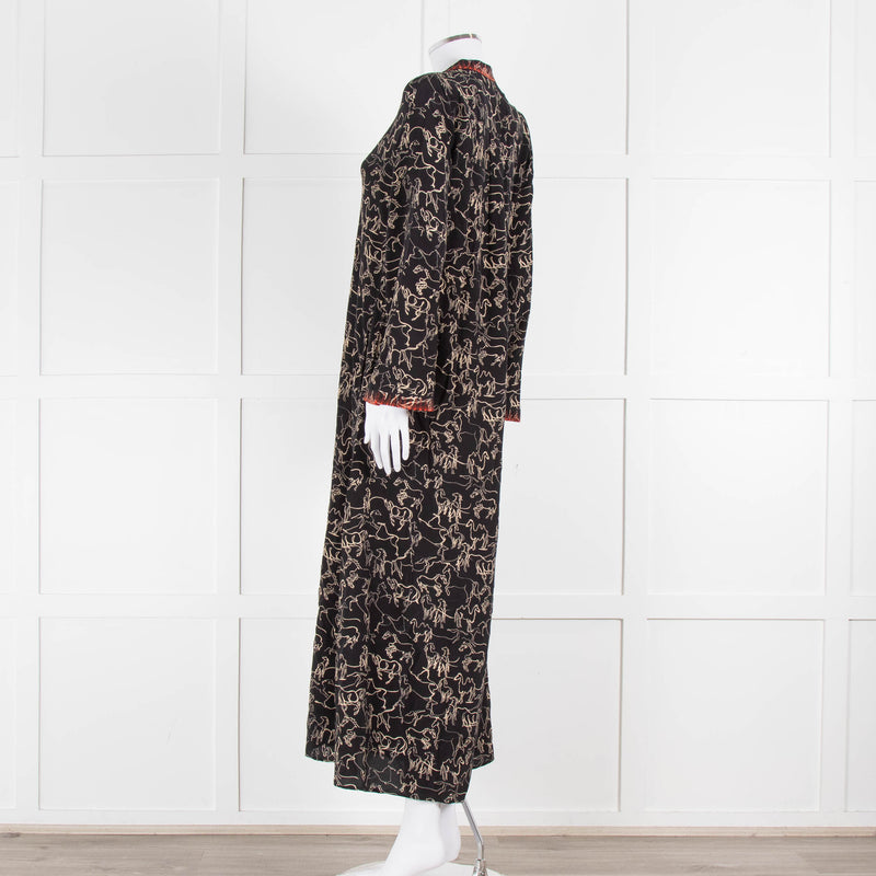 Emporio Sirenuse Black Brown Print Long Kaftan