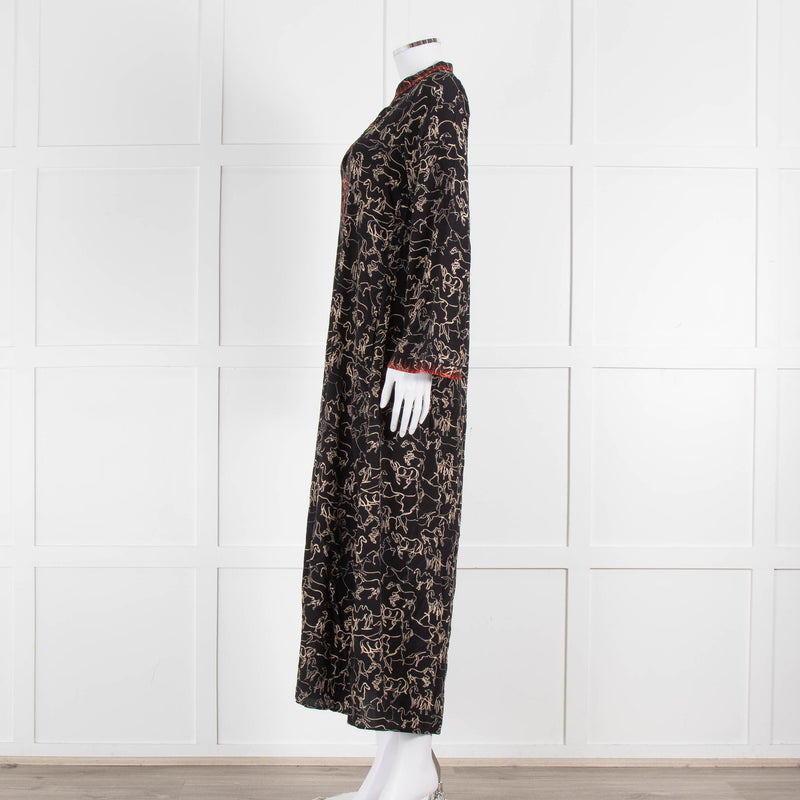 Emporio Sirenuse Black Brown Print Long Kaftan