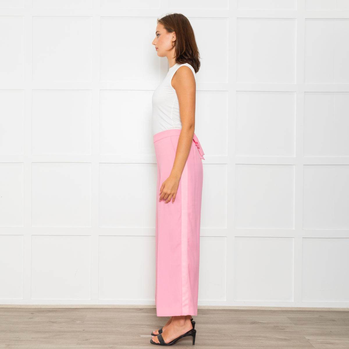 Me+Em Candy Pink Satin Side Detail Wide Leg Trousers