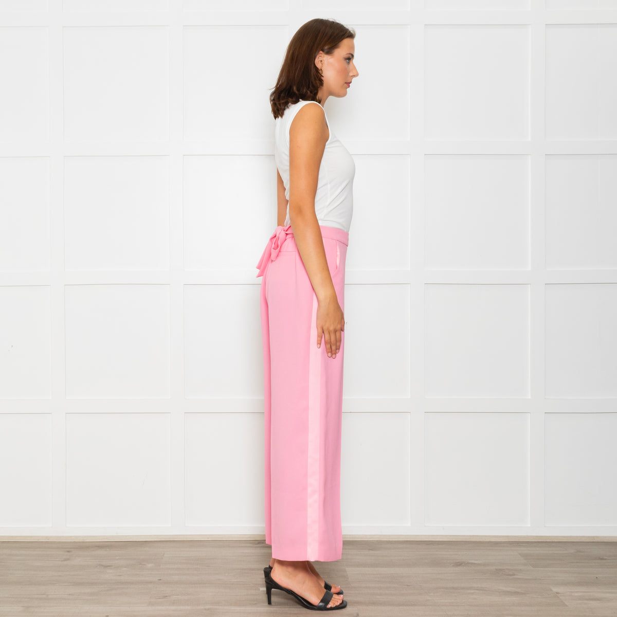 Me+Em Candy Pink Satin Side Detail Wide Leg Trousers