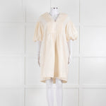 Ssone Cream Cotton Puff Sleeve Tunic Dress