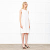 S Max Mara Cream Sleeveless Crepe Shift Midi Dress