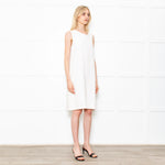 S Max Mara Cream Sleeveless Crepe Shift Midi Dress