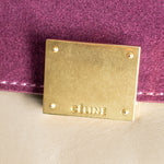 Celine Beige and Grey Trapeze Bag with Purple Suede Flap