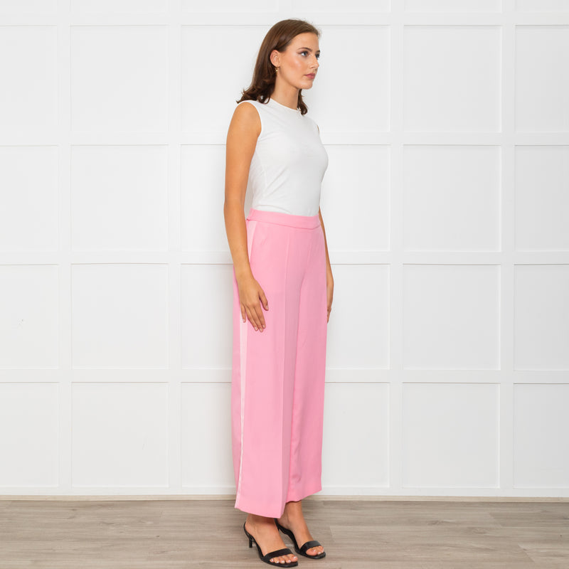 Me+Em Candy Pink Satin Side Detail Wide Leg Trousers