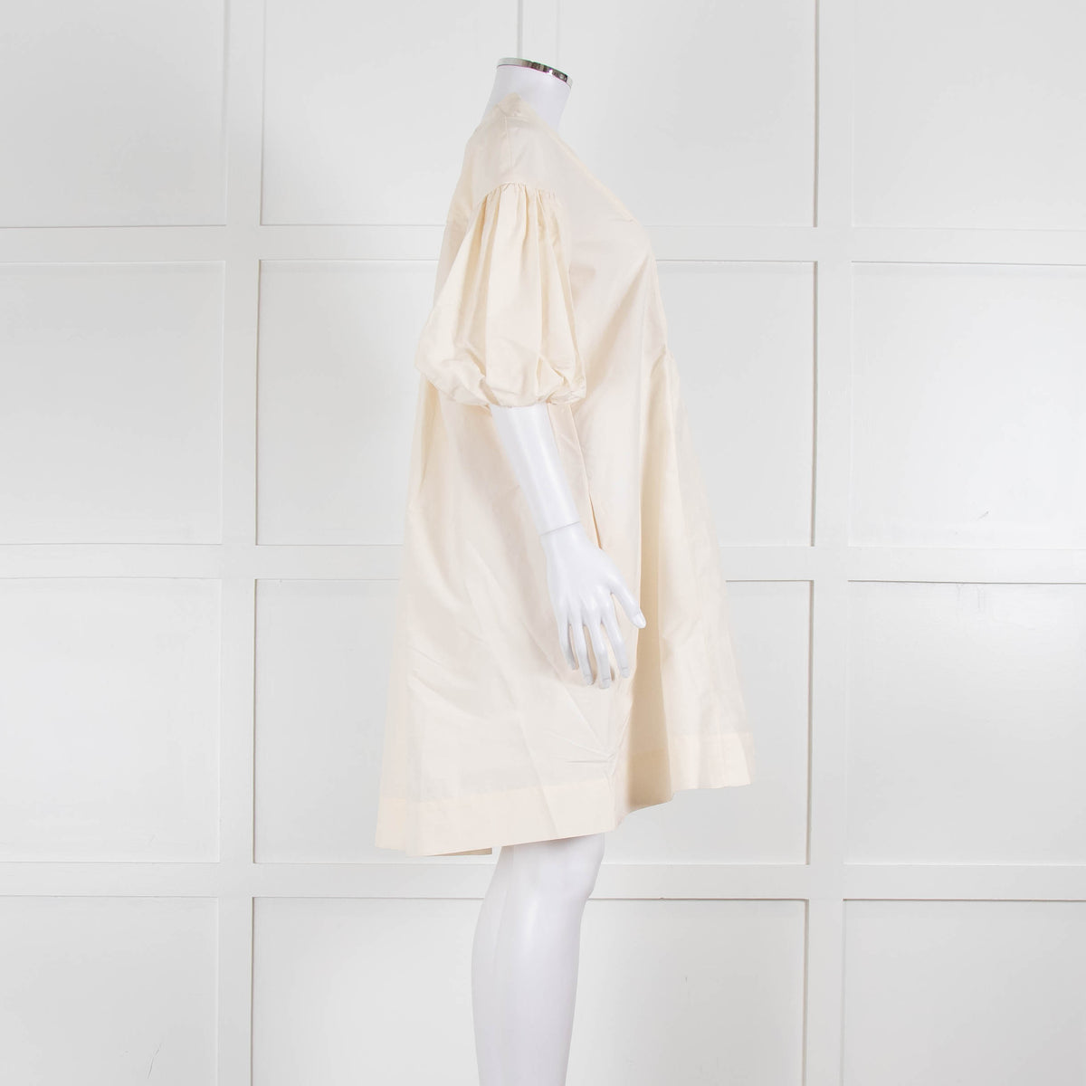 Ssone Cream Cotton Puff Sleeve Tunic Dress