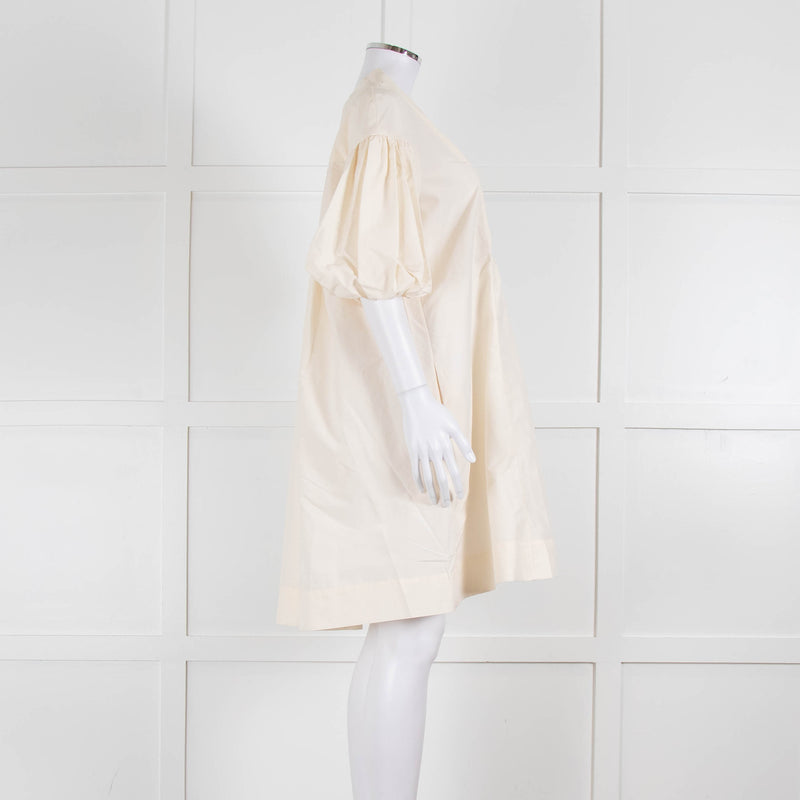 Ssone Cream Cotton Puff Sleeve Tunic Dress