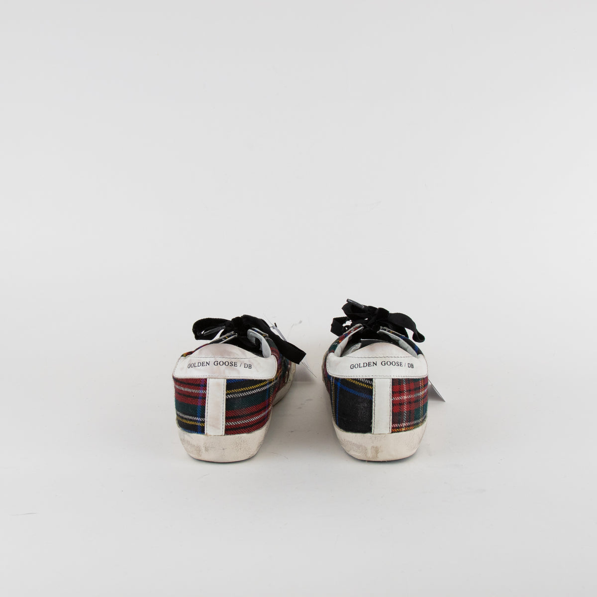 Golden Goose White Red Blue Tartan Pattern Trainers
