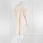 Ssone Cream Cotton Puff Sleeve Tunic Dress