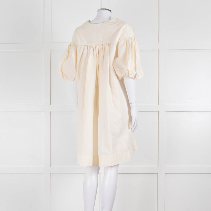 Ssone Cream Cotton Puff Sleeve Tunic Dress