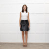 Sandro Black Leather Wrap Mini Skirt with Frill Detailing