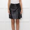 Sandro Black Leather Wrap Mini Skirt with Frill Detailing