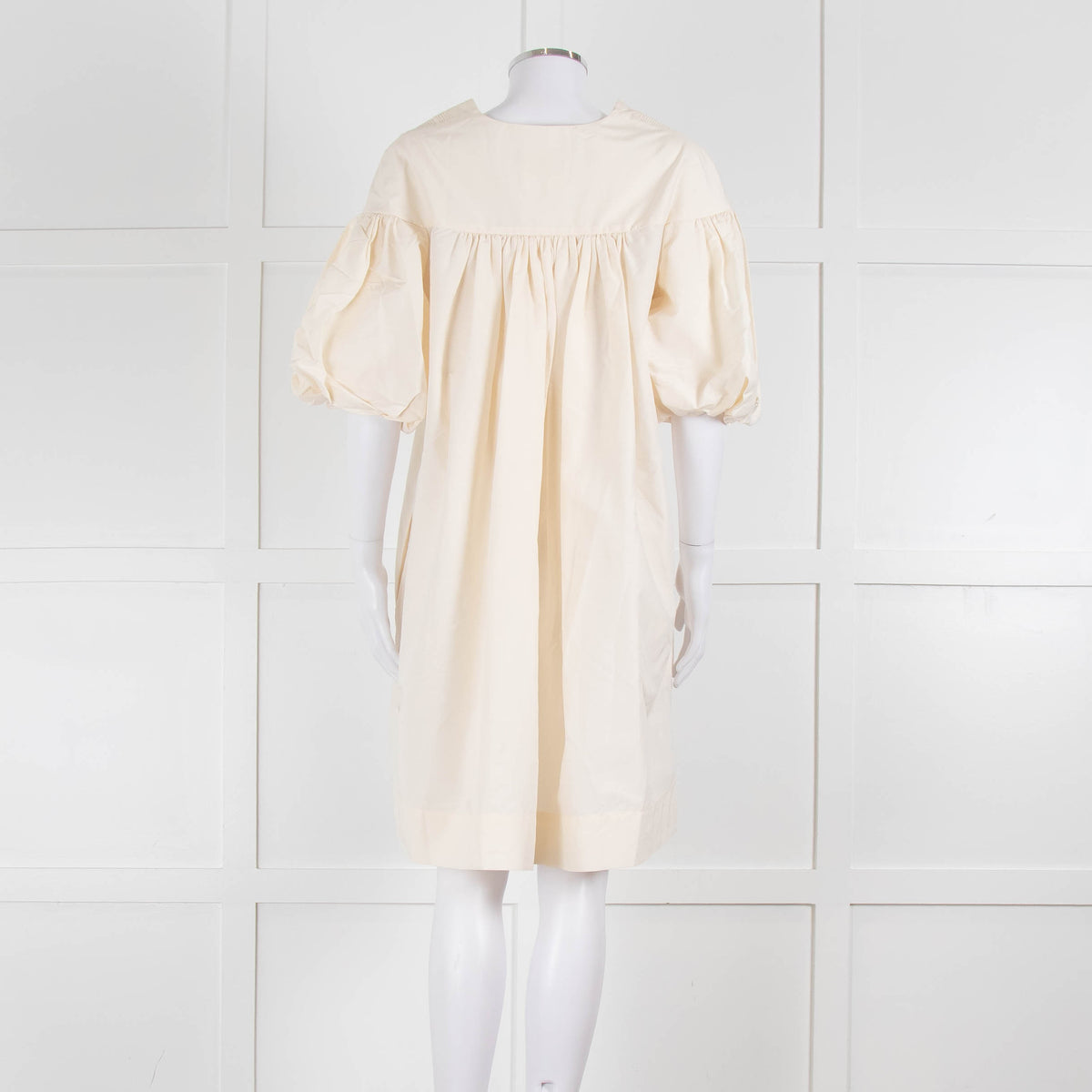 Ssone Cream Cotton Puff Sleeve Tunic Dress