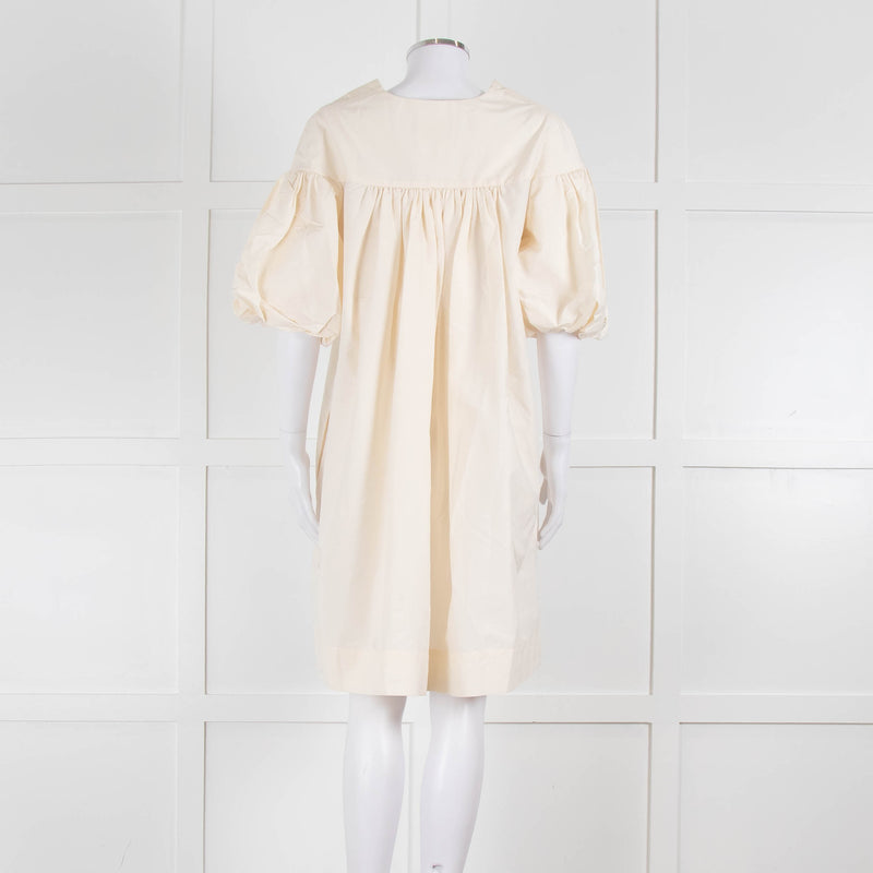 Ssone Cream Cotton Puff Sleeve Tunic Dress