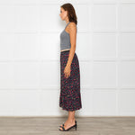 Wyse Grey Black Pink Animal Print Elasticated Waist Skirt