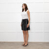 Sandro Black Leather Wrap Mini Skirt with Frill Detailing