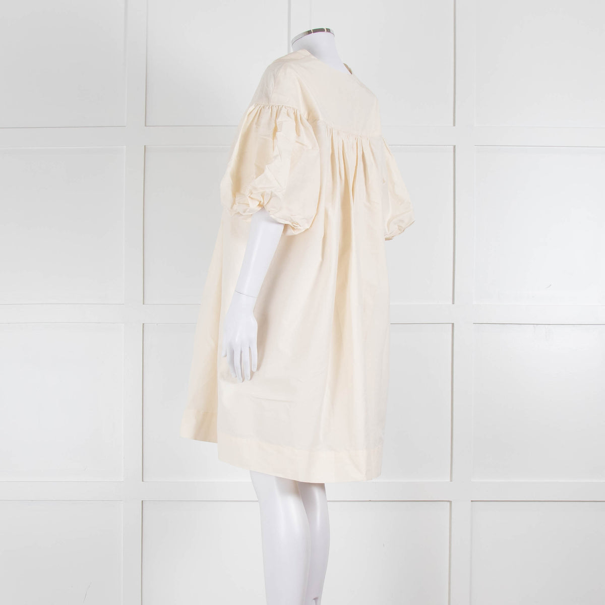 Ssone Cream Cotton Puff Sleeve Tunic Dress