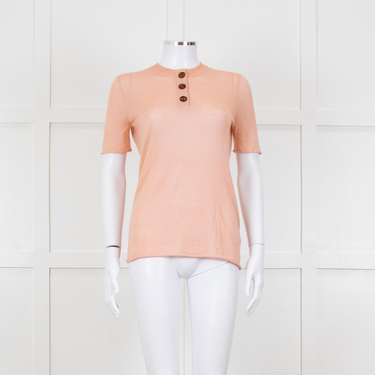 Joseph Peach Fine Cashmere Short Sleeve Top