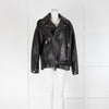 Jane and Tash Oversized Unlined Black Leather Aviator Jacket