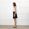 Sandro Black Leather Wrap Mini Skirt with Frill Detailing