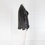Jane and Tash Oversized Unlined Black Leather Aviator Jacket