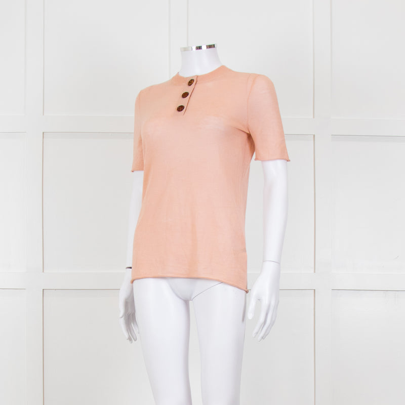 Joseph Peach Fine Cashmere Short Sleeve Top